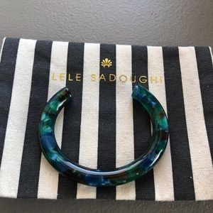 Lele Sadoughi green blue resin cuff bracelet NWT